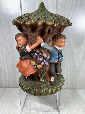 #ad Vintage Gunter Hand Carved West German Candle Art Wax Sculpted Children At Play $19.99