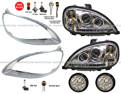 #ad Freightliner Columbia Headlight with LED and Fog Lamp and Bezel Chrome LH amp; RH $309.00
