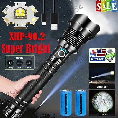 #ad 10000000 Lumens LED High Powerful Flashlight Super Bright USB Rechargeable Torch $15.06
