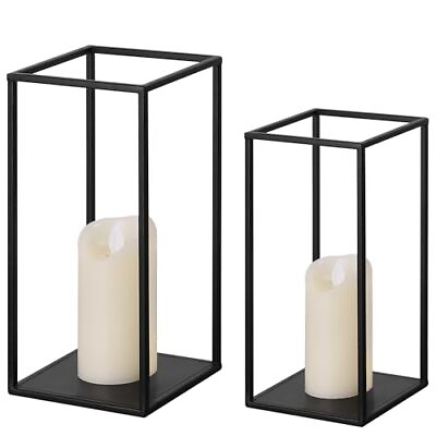 #ad Modern Farmhouse Lantern Decor Black Metal Candle Lanterns Decorative Indoor $41.25