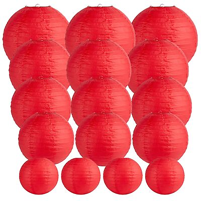 #ad 16 Packs Paper Round Lanterns Party Hanging Lanterns with Assorted Sizes for ... $37.07