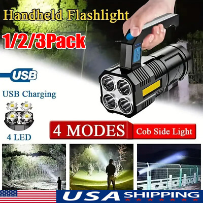 #ad Super Bright 22000LM LED Flashlight High Powered Torch USB Rechargeable Lamp $9.98