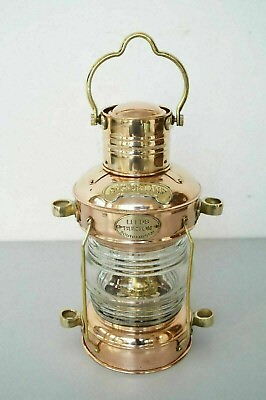 #ad 14quot; Copper amp; Brass Anchor Oil Lamp Nautical Maritime Ship Lantern Boat Light $79.90