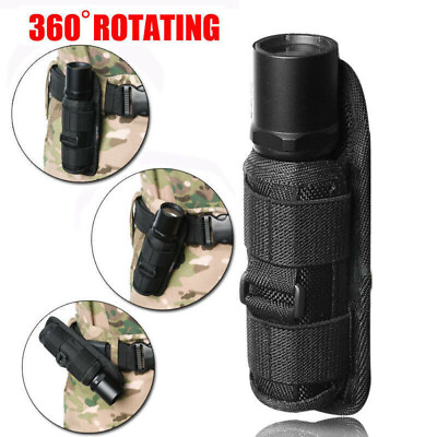 #ad 360 Degrees Rotatable LED Flashlight Holder Nylon Holster Torch Carry Belt Pouch $9.99