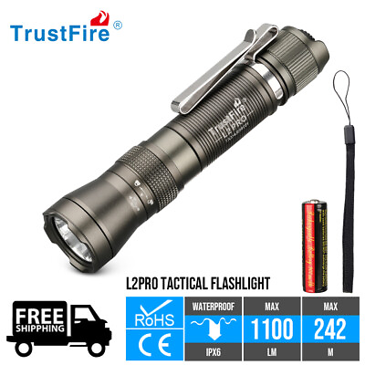 #ad Trustfire L2PRO LED Tactical Flashlights Rechargeable Working Torch Army Green $28.18