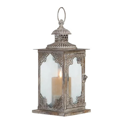 #ad #ad Gray Metal Decorative Candle Lantern with Handle $24.05