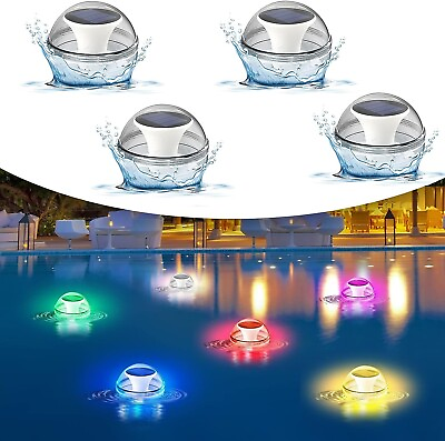#ad #ad 4 pack Solar LED Floating Lights Garden  Pool Rotating Color Change Outdoor Lamp $59.00