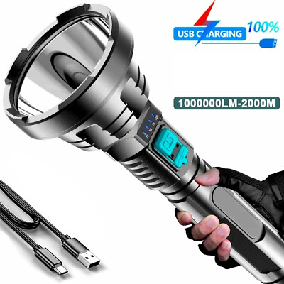 #ad 12000000LM High Powered LED Flashlight Super Bright Torch USB Rechargeable Lamp $12.14