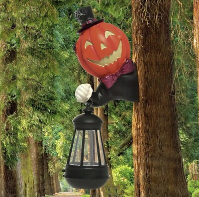 #ad Tree Hugger Sculpture with Solar LED Lantern Lights Garden Peeker Halloween NEW $15.00