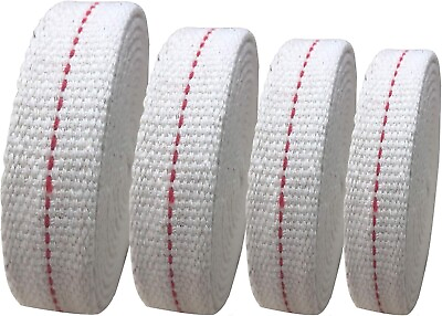 #ad 4 Rolls Oil Lamp Wick 1 2 3 4 7 8 Inch Flat Cotton Wick 6.5 Ft roll Red Stitch $14.49