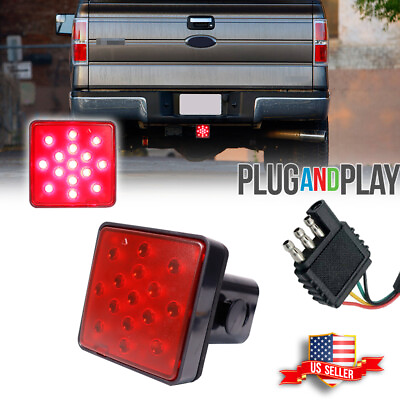 #ad #ad Red Lens 15 LED Brake Light Trailer Hitch Cover Fit Towing amp; Hauling 2quot; Size $14.99