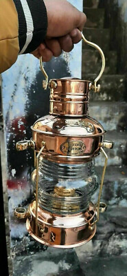 #ad #ad Lamp Maritime Ship Lantern Boat Brass amp; Copper Anchor 14quot; Oil Light Fully Desig $82.72