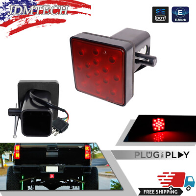 #ad 2quot; 15 Led Lamps 4 Way Trailer Tow Hitch Cover Light Stop Tail Light Brake Light $14.99
