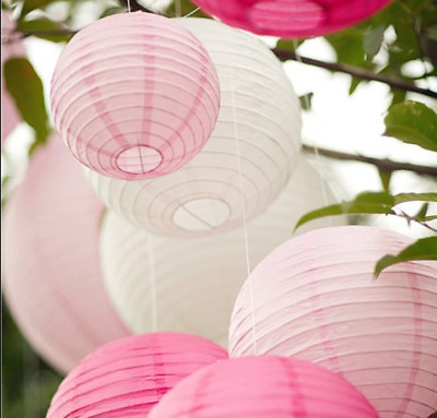 #ad 9x 30cm pinks white paper lanterns engagement wedding birthday party venue decor AU $29.65