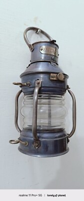 #ad Black Antique Oil Lamp Copper Anchor Ship Lantern Boat Light Lamp $109.56