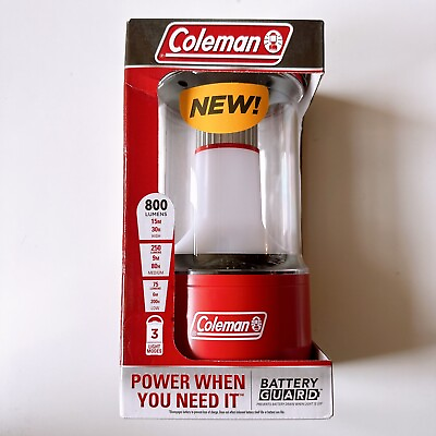 #ad NEW 800 COLEMAN LUMENS LED 3 LIGHT MODES LANTERN BATTERY GUARD RED $39.99