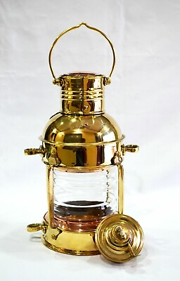#ad Lantern Marine Anchor 10quot; Decorative Oil Lamp Nautical Ship Lantern Brass Finish $97.90