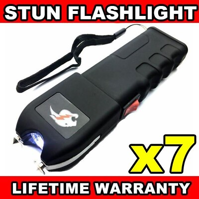 #ad 7PC Tactical Stun Gun 999MV Rechargeable Law Enforcement LED Flashlight Security $94.95