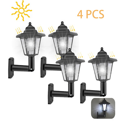 #ad 4PKS Solar Wall Lanterns Led Powered Wall Light Lamp Outdoor Garden Patio Door $31.99