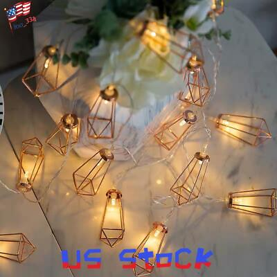 #ad 10 20LEDs Metal Lantern String Lights Indoor Wedding Party Bedroom Christmas $91.59