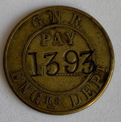 #ad #ad G N R Great Northern Railway Pay Token Engineers Dept. GBP 25.00
