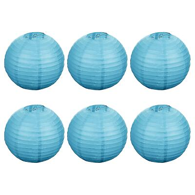 #ad 6pcs 12 Inch Folding Hanging Paper Lanterns for Wedding Home Party Light Blue $22.56