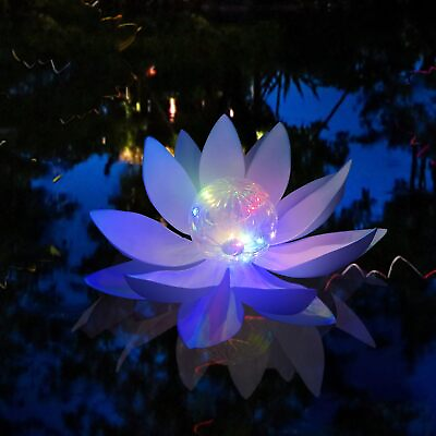 #ad 4Pack Solar Lotus Pond Floating Lights 11amp;#8221 Foldable Solar Multicolor LED $54.29