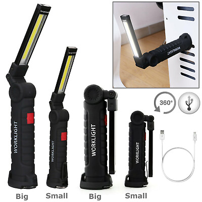 #ad Magnetic Rechargeable COB LED RED Work Light Lamp Flashlight Folding Torch $16.95