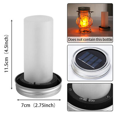 #ad Solar LED lights flame candle outdoor lamps mason jar garden solar lantern $6.29