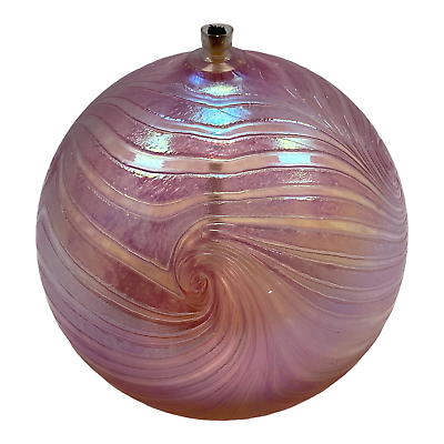 #ad Ball Shape Blown Glass Oil Lantern Pink With Swirls $80.72