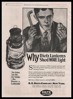 #ad 1927 R. E. Dietz New York quot;Why Dietz Lanterns Shed More Lightquot; Vintage Print Ad $13.08