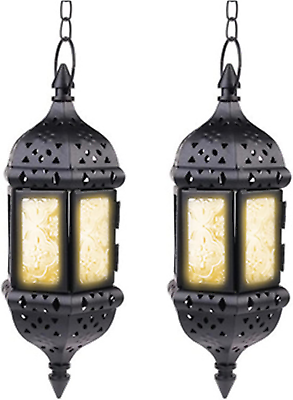 #ad 2 Pcs Hanging Candle Lantern Moroccan Chandelier Retro Candle Holder Moroccan $50.73