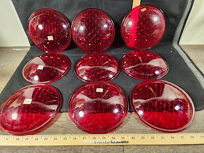 #ad Vintage Red Glass Traffic Light Signal Lens New Fostoria Glass Sticker ..9 Avail $75.00