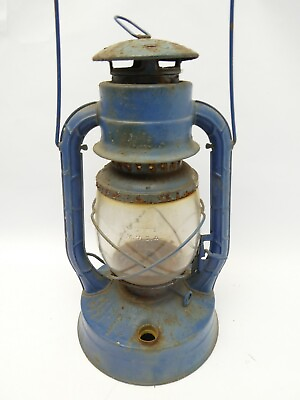 #ad Vintage Used Dietz D Lite No 2 New York USA Blue Tubular Barn Lantern Lamp Parts $60.00