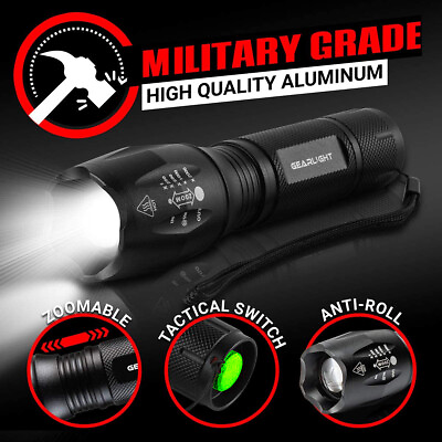 #ad LED Flashlight Zoomable Tactical Flashlights with High Lumens and 5 Modes US $7.99