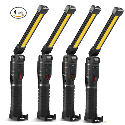 #ad 4 Pieces Work Light Magnetic Flashlights LED Work Light with Magnetic Base Hook $14.99