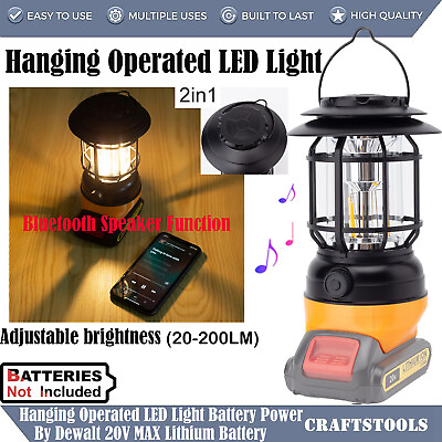 #ad For Dewalt 20V Lithium Battery Vintage Lanterns LED Light w Bluetooth Speaker $33.86
