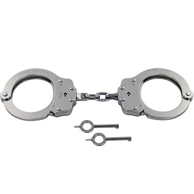 #ad Peerless Handcuff Company Model 700C Nickel Chain Link Police Handcuffs $33.80