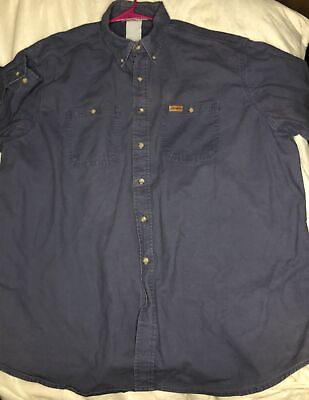 #ad Carhartt Men#x27;s Shirt Sz 2XL Button Down Rugged Short Sleeve Outdoor Work Gray $18.00