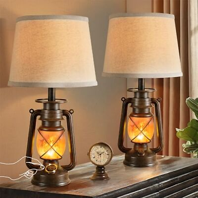 #ad LEDIARY 18.72quot; LED Vintage Lantern Flickering Flame Table Bronze 18.75quot; Tall $99.23