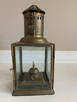 #ad Vintage Brass Toned Nautical Oil Lantern W Out Handle 9” $36.50