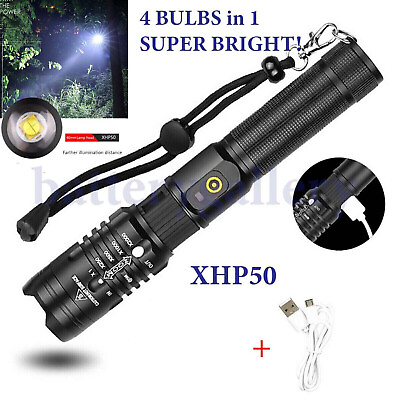 #ad Rechargeable 250000 High Lumens LED Flashlight Super Bright Tactical Zoom $11.99