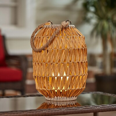 #ad Decorative Natural Rattan Battery Powered Lantern with Removable LED Candle $27.95