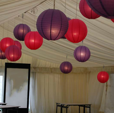 #ad 24x red purple paper lanterns wedding birthday party venue home hanging decor AU $57.15