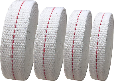 #ad 4 Rolls Oil Lamp Wick 1 2 3 4 7 8 Inch Flat Cotton Wick 6.5 Ft roll Red Stitch $11.99