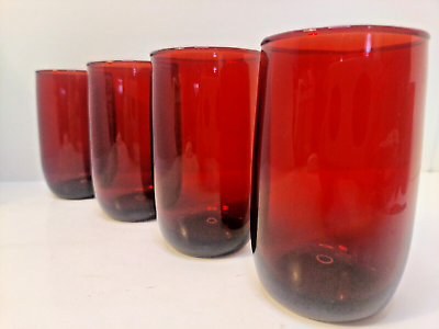 #ad Anchor Hocking 1940#x27;s Lot Of 4 Ruby Red Depression Glass 8 Ounce Set $15.97