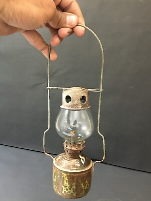 #ad VINTAGE OLD RARE SMALL IRON KEROSENE LANTERN LAMP WITH GLOBE RARE DECORATIVE $151.51