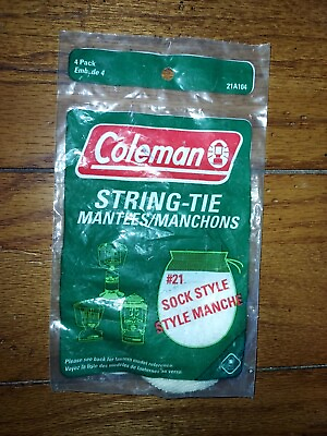 #ad VINTAGE NOS Coleman String Tie Mantles Model 21A104 Package Of 2 Mantles $7.89