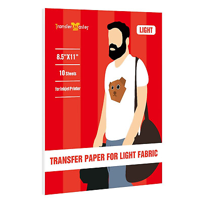 #ad T shirt Transfer Paper Light Cotton Printable HTV Iron On Heat Transfer 10 Sheet $8.99