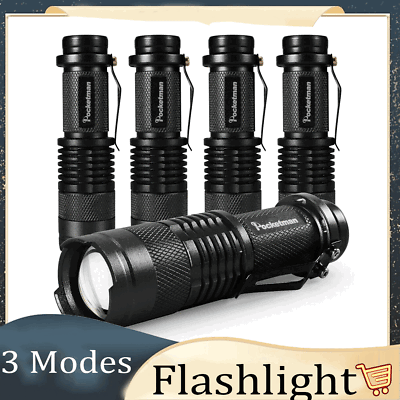 #ad 5PCS Mini Tactical Flashlights Zoomable Flashlamp Powered by batteries or 14500 $3.45